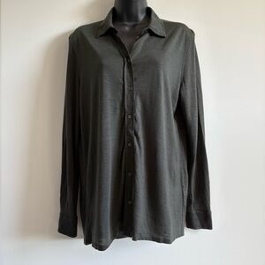 Massimo Dutti Dark Khaki Green Top | Size Medium